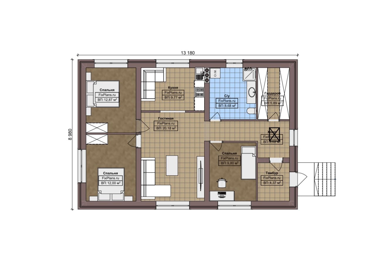 Планировка Одноэтажный дом F-5381