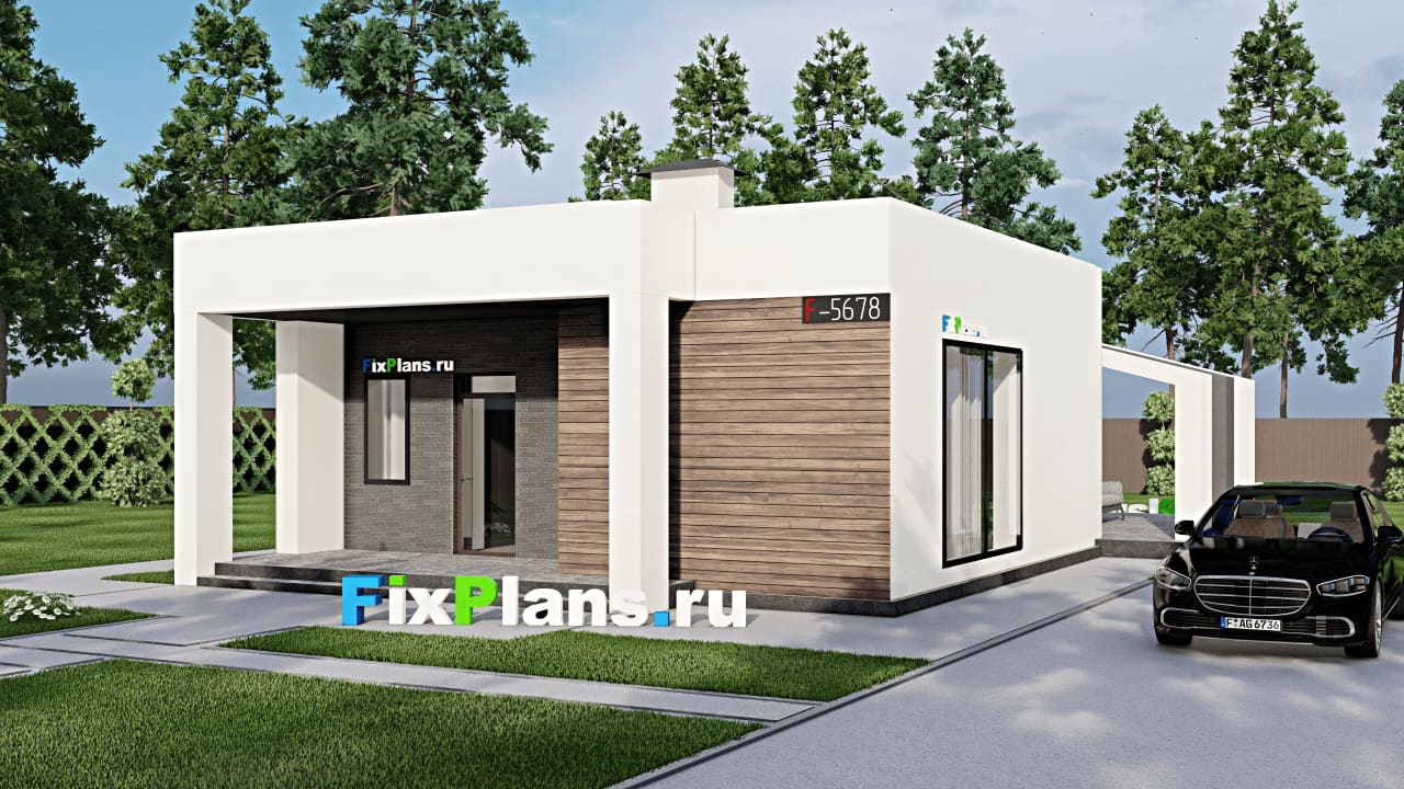 Одноэтажный дом F-5678 — фасад