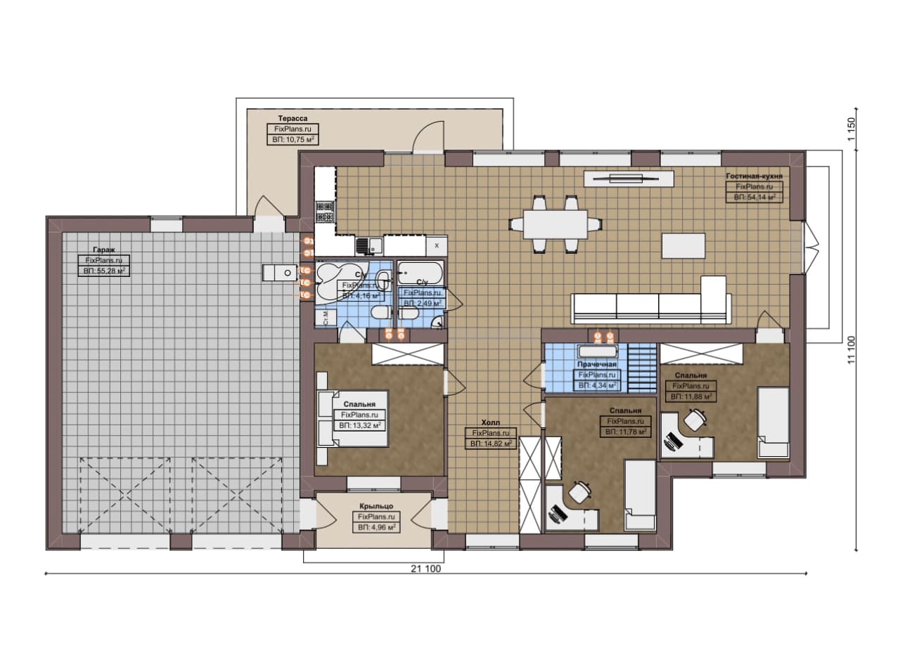 Планировка Одноэтажный дом F-6659