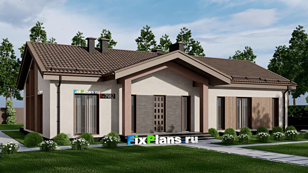 Одноэтажный дом F-7982 — фасад