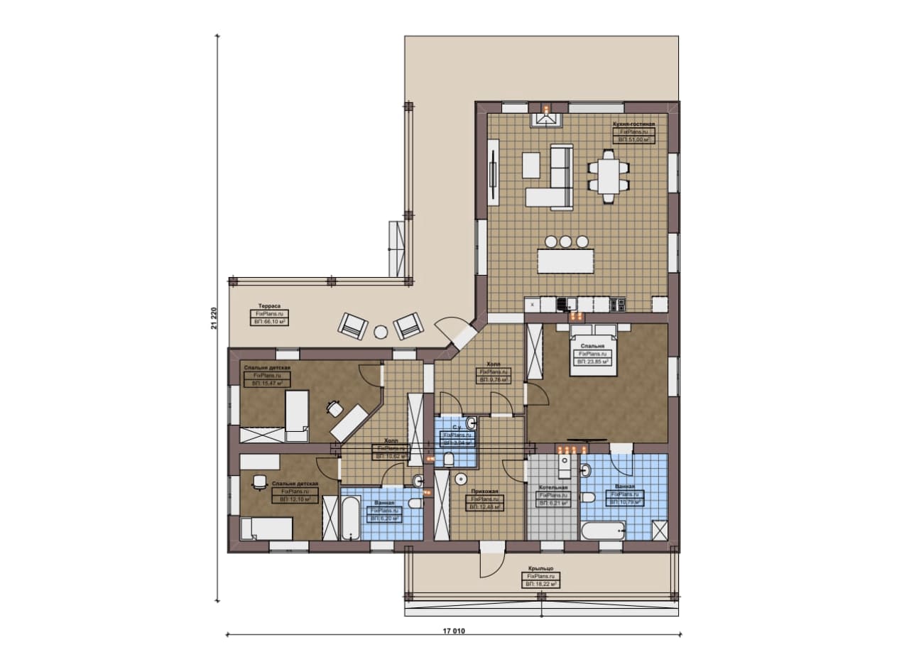 Планировка Одноэтажный дом F-20897