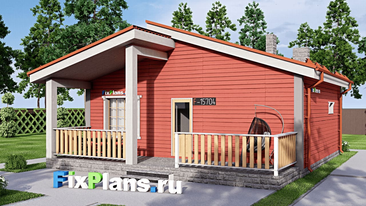 Одноэтажный дом F-15704 — фасад