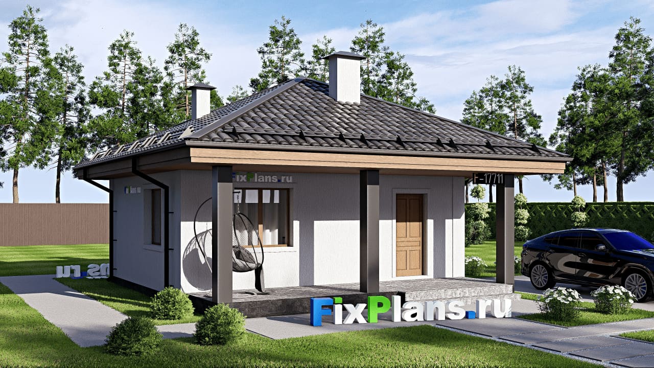 Одноэтажный дом F-17711 — фасад