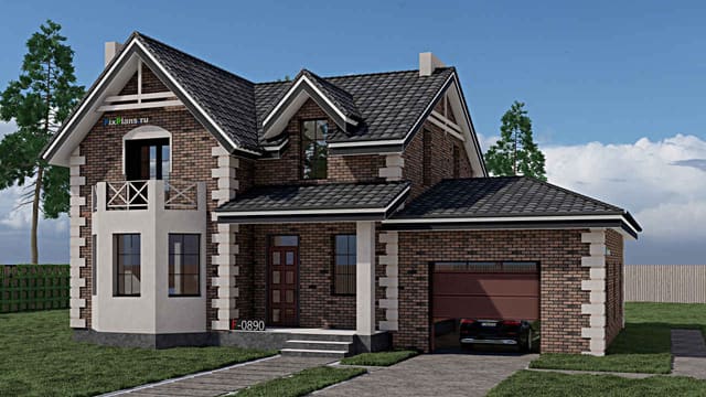 Одноэтажный дом с мансардой  F - 0890